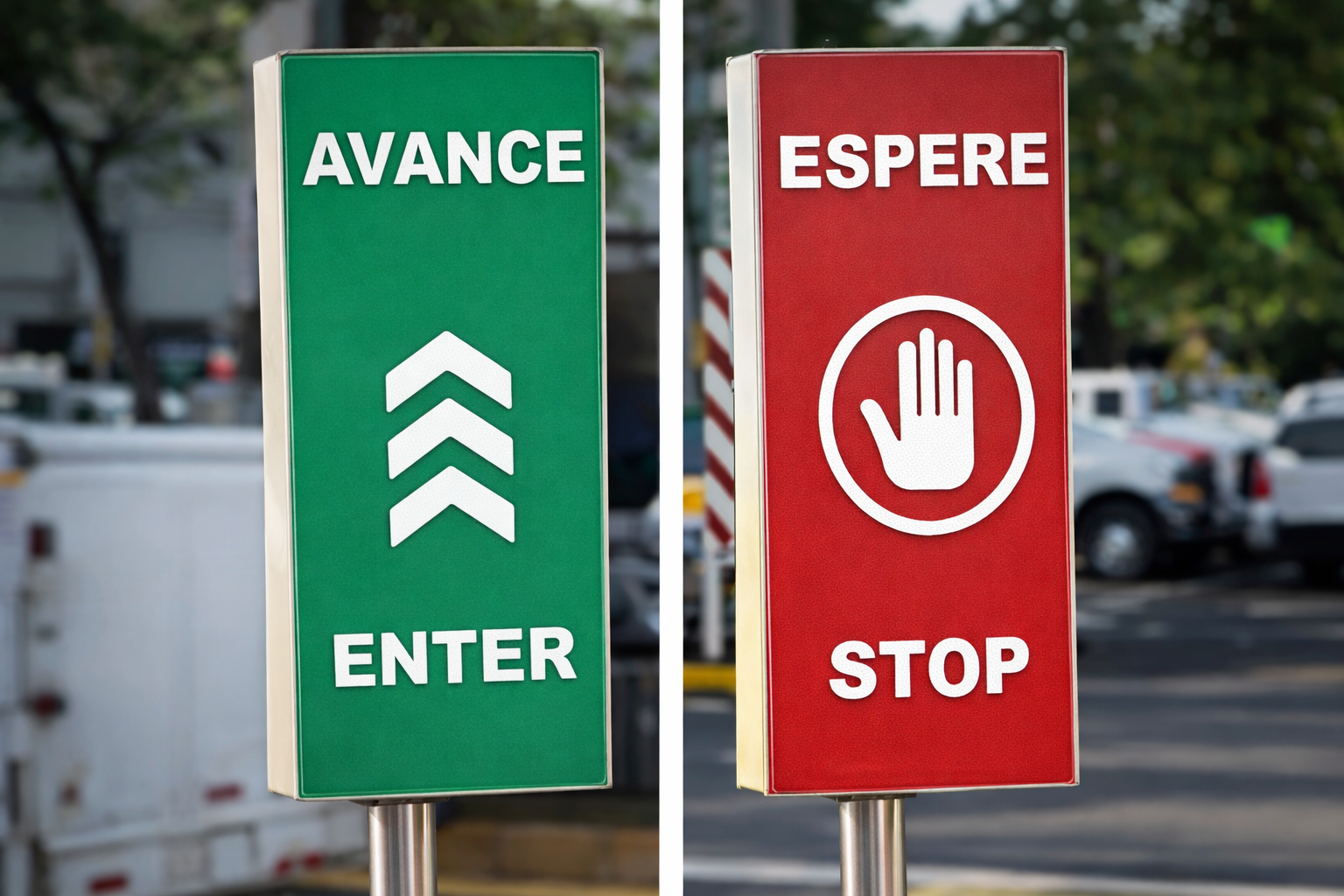 Señales de avance y alto en cruce fronterizo de Nuevo Laredo