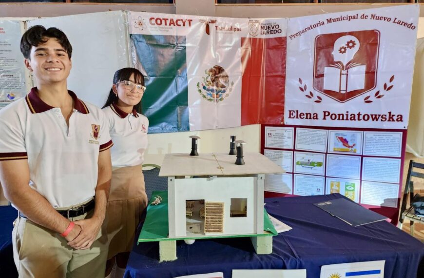 Estudiantes de preparatoria municipal Elena Poniatowska representan a Nuevo Laredo en feria científica internacional