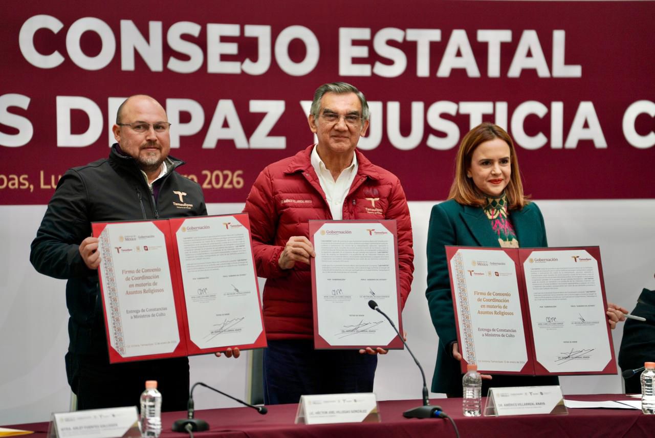 Firma de convenios durante la instalacin del Consejo de Paz y Justicia Cvica del Estado de Tamaulipas
