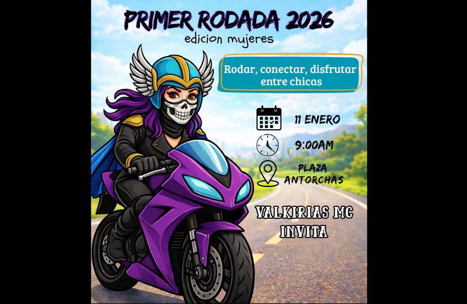 Cartel de la primera rodada edicin mujeres 2026 de Valkirias MC Nuevo Laredo con fecha y lugar de salida