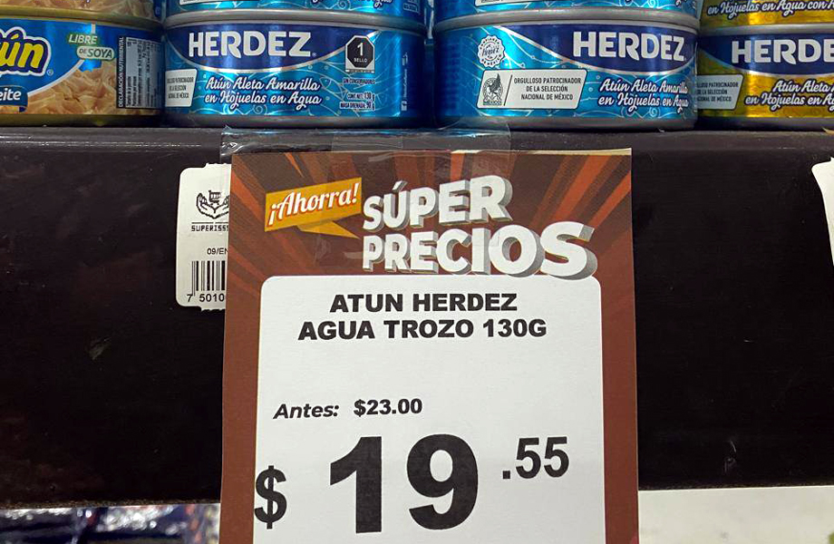 Atn Herdez en agua 130 gramos en oferta en SuperISSSTE Nuevo Laredo