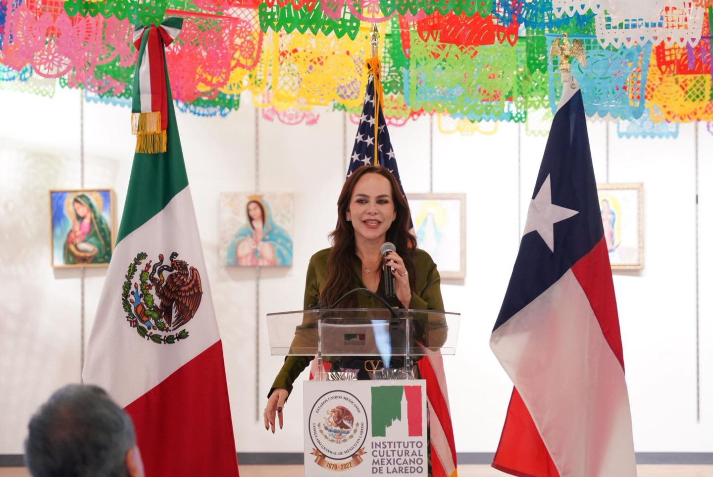Carmen Lilia Canturosas ofrece mensaje sobre la cooperacin binacional entre Nuevo Laredo y Laredo Texas