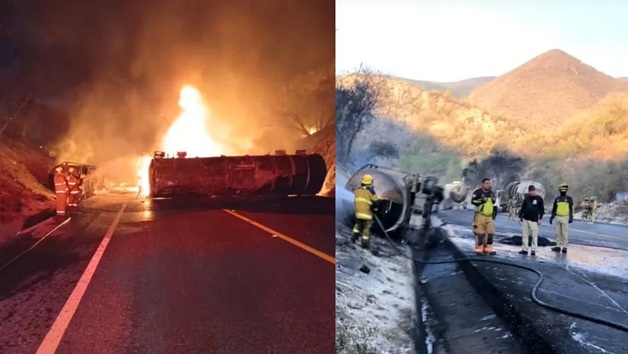 Fuerte explosión e incendio en Rumbo Nuevo tras choque de tráileres; hay un lesionado