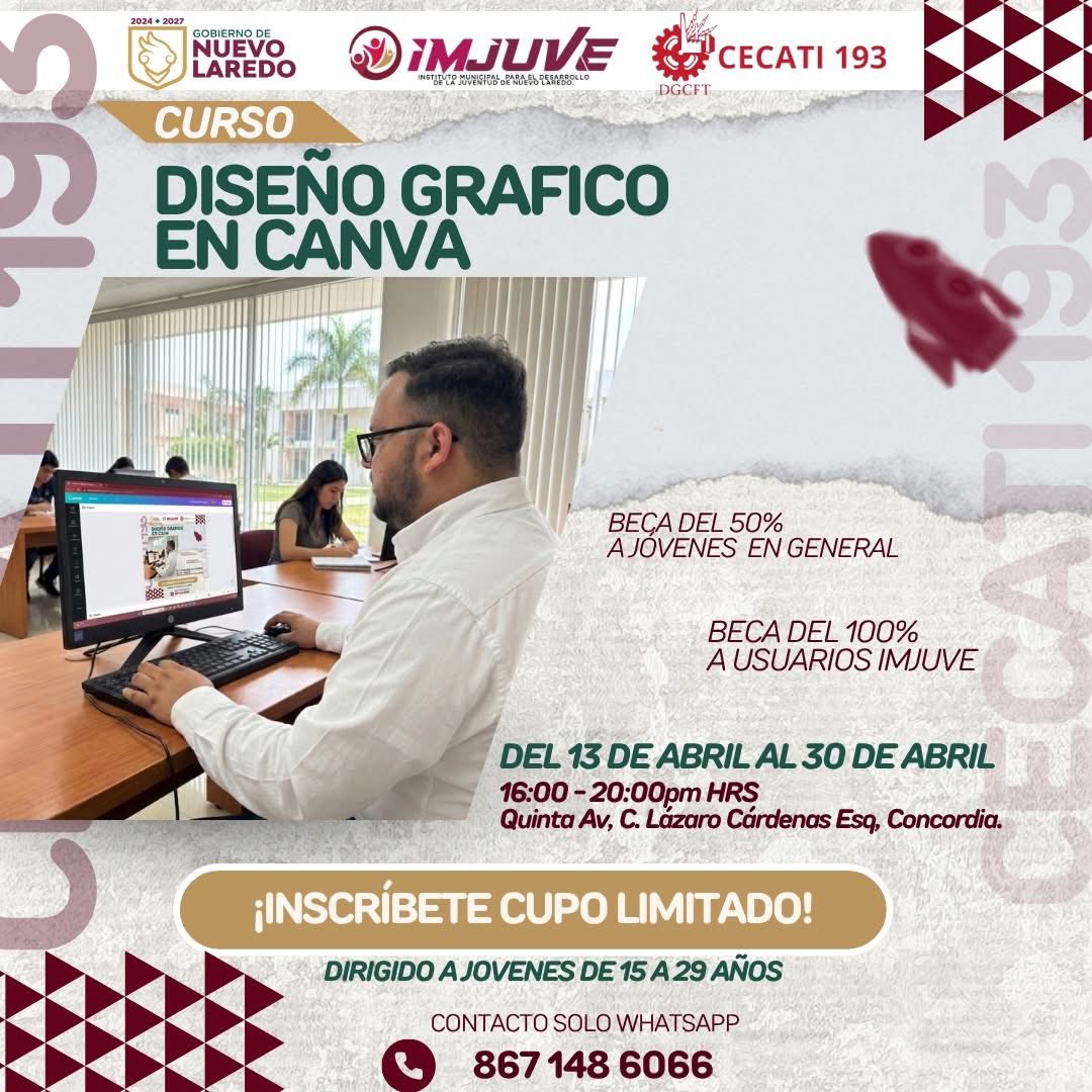 Imjuve Nuevo Laredo ofrece becas para capacitación en Cecati 193