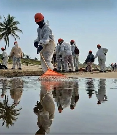 Gobierno federal afirma que ya recolectó 894 toneladas de hidrocarburo derramado en el Golfo de México; continúa limpieza